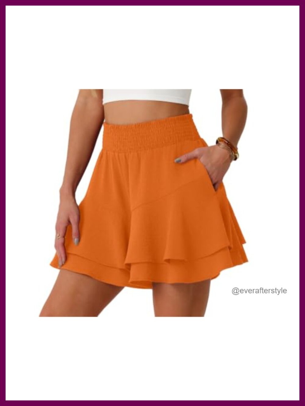 Lepunuo Women's Skorts High Waisted Smocked Ruffle Tiered Skort with Pockets